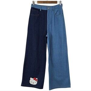 Shein X Hello Kitty And Friends Wide Leg Two Tone Jeans NWT